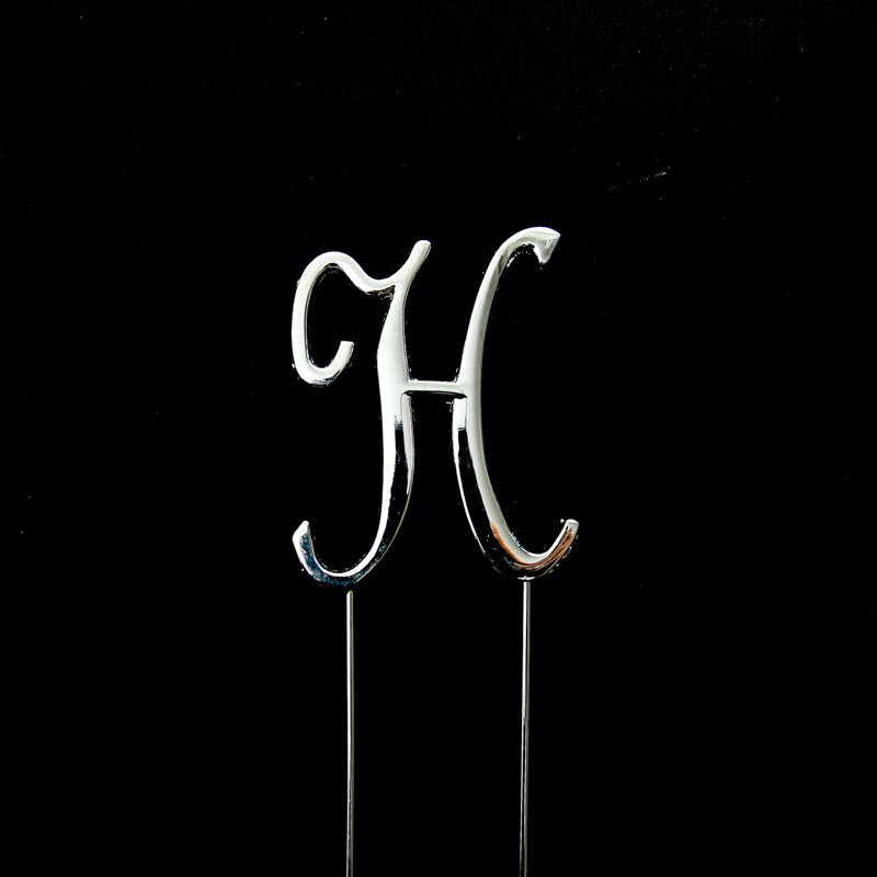 SILVER Cake Topper (7cm) - LETTER H