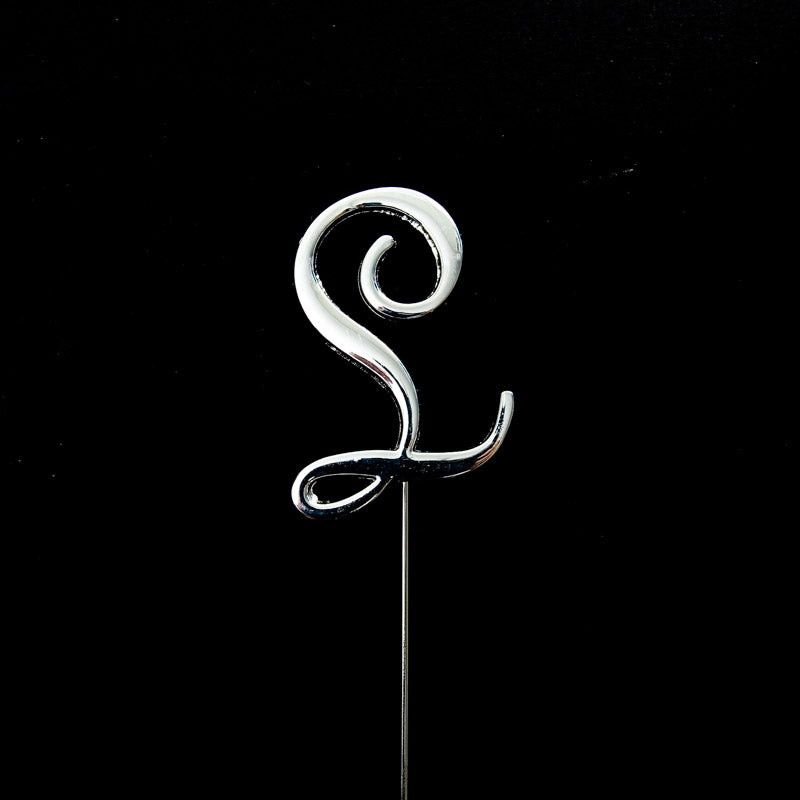 SILVER Cake Topper (7cm) - LETTER L