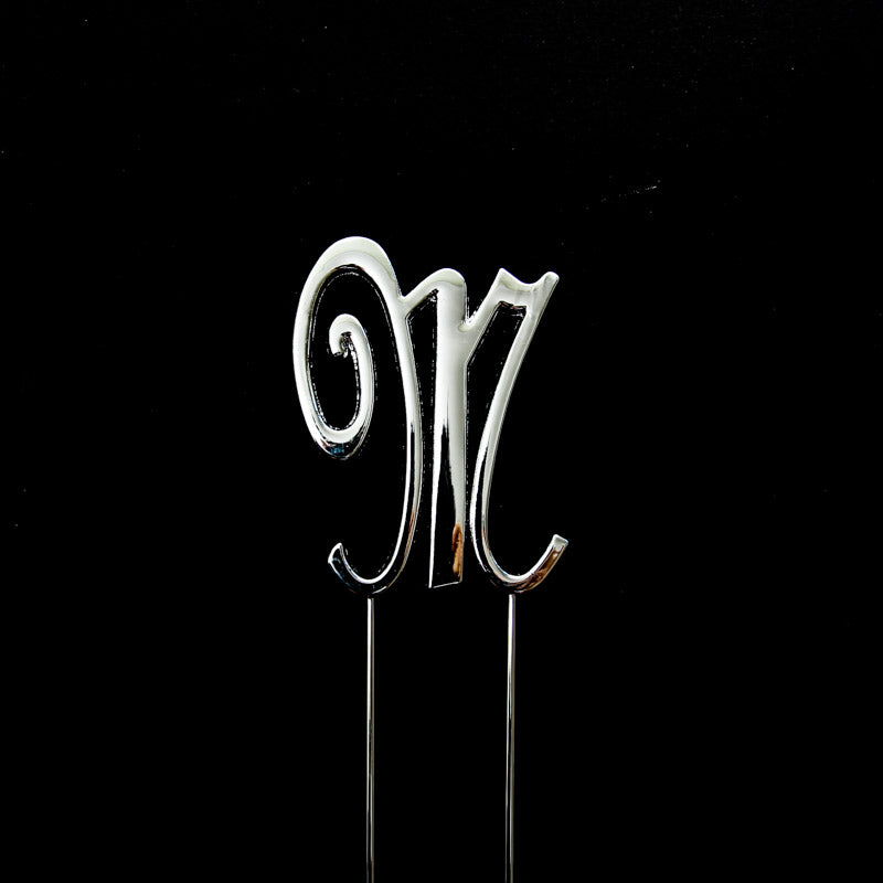 SILVER Cake Topper (7cm) - LETTER M