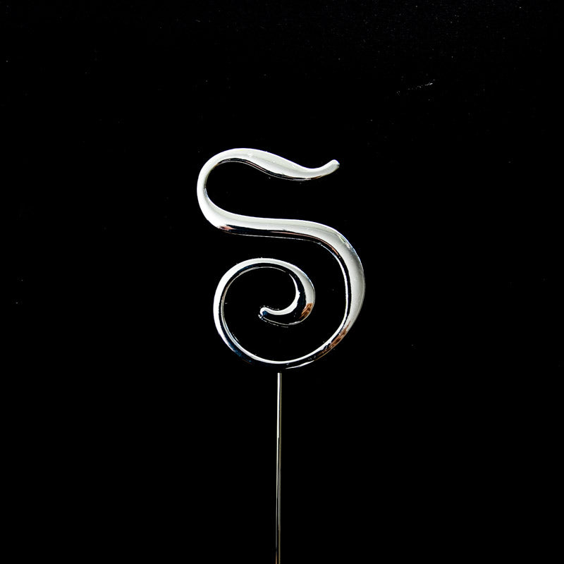 SILVER Cake Topper (7cm) - LETTER S