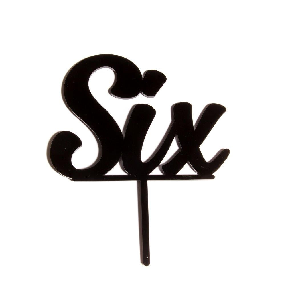 Number SIX Cake Topper (Black)